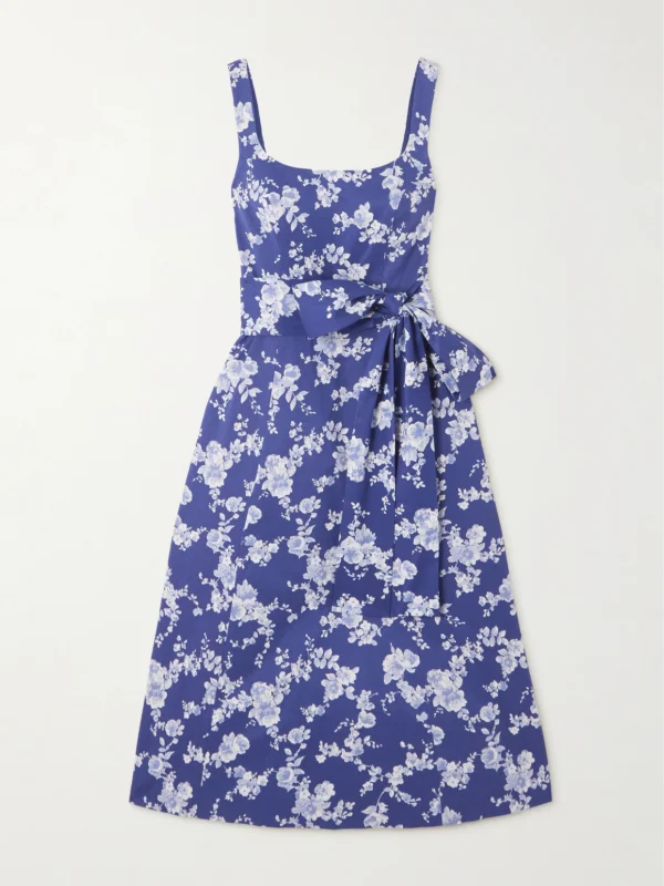 Carolina Herrera Belted Floral-print Faille Midi Dress