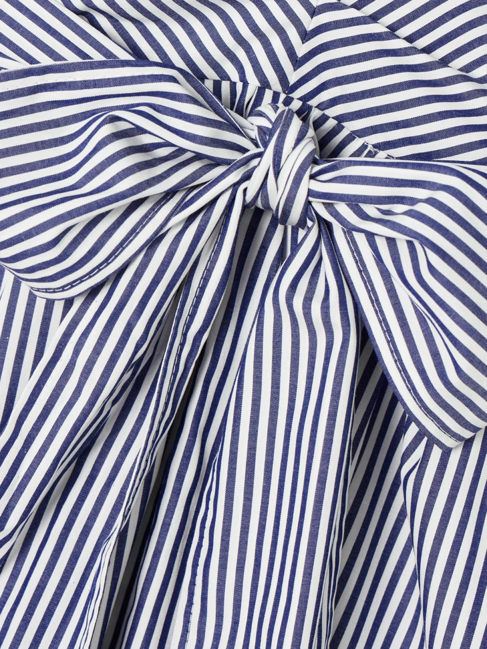 Close-up detail of the Carolina Herrera Belted Striped Cotton-poplin Mini Dress