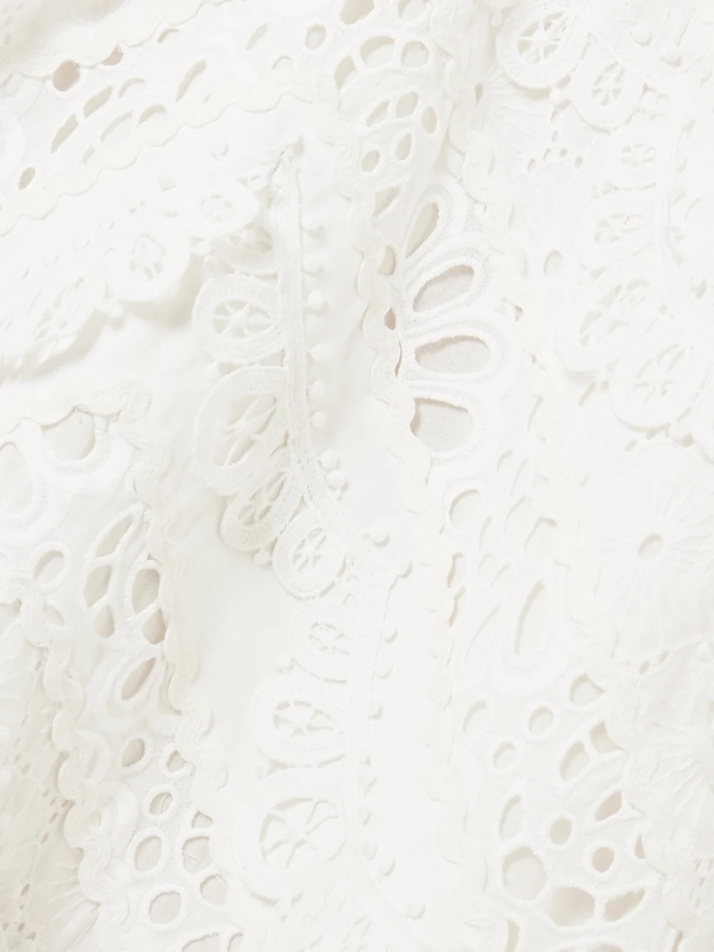 Close-up detail of the Carolina Herrera Broderie Anglaise Cotton Midi Dress
