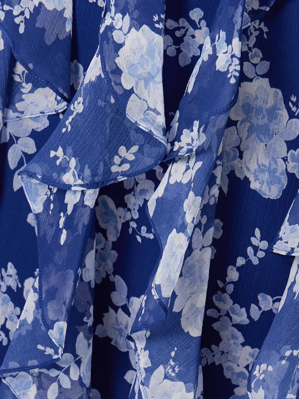Close-up detail of the Carolina Herrera Cape-effect Ruffled Floral-print Silk-crepon Midi Dress