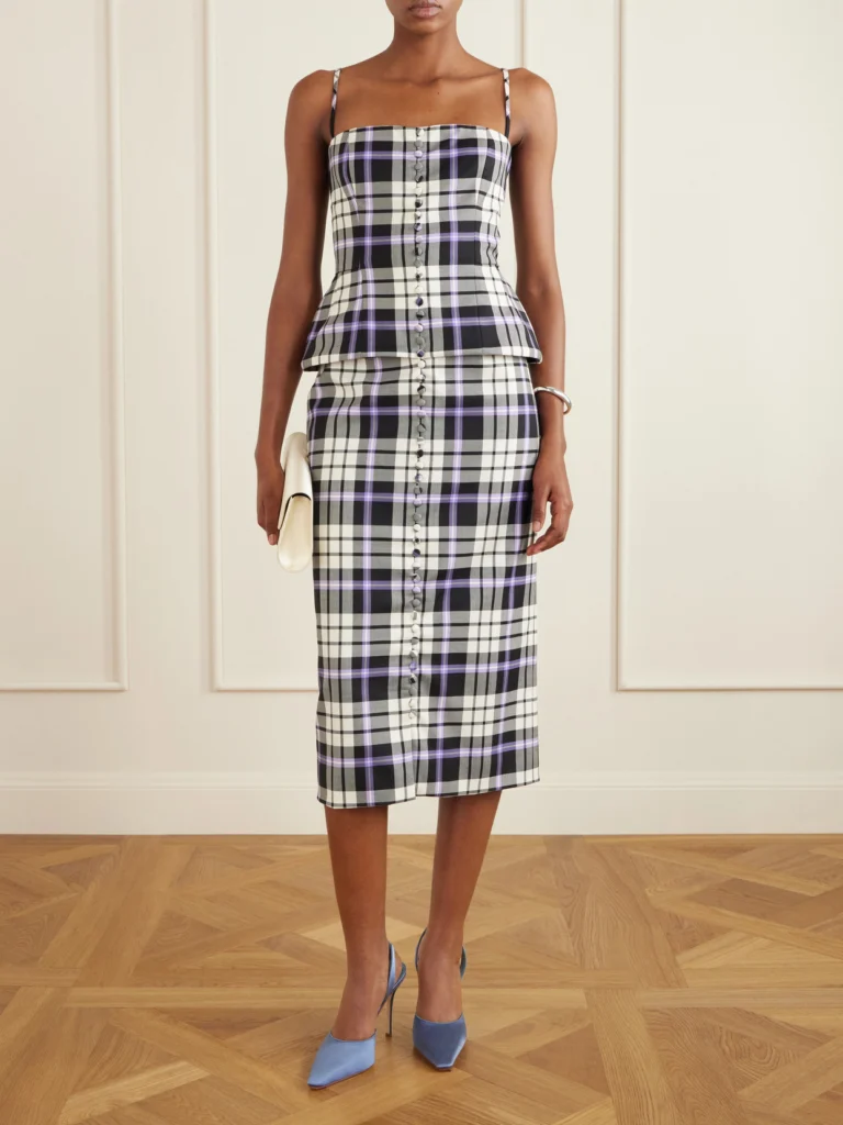 Carolina Herrera Checked Wool-blend Midi Dress