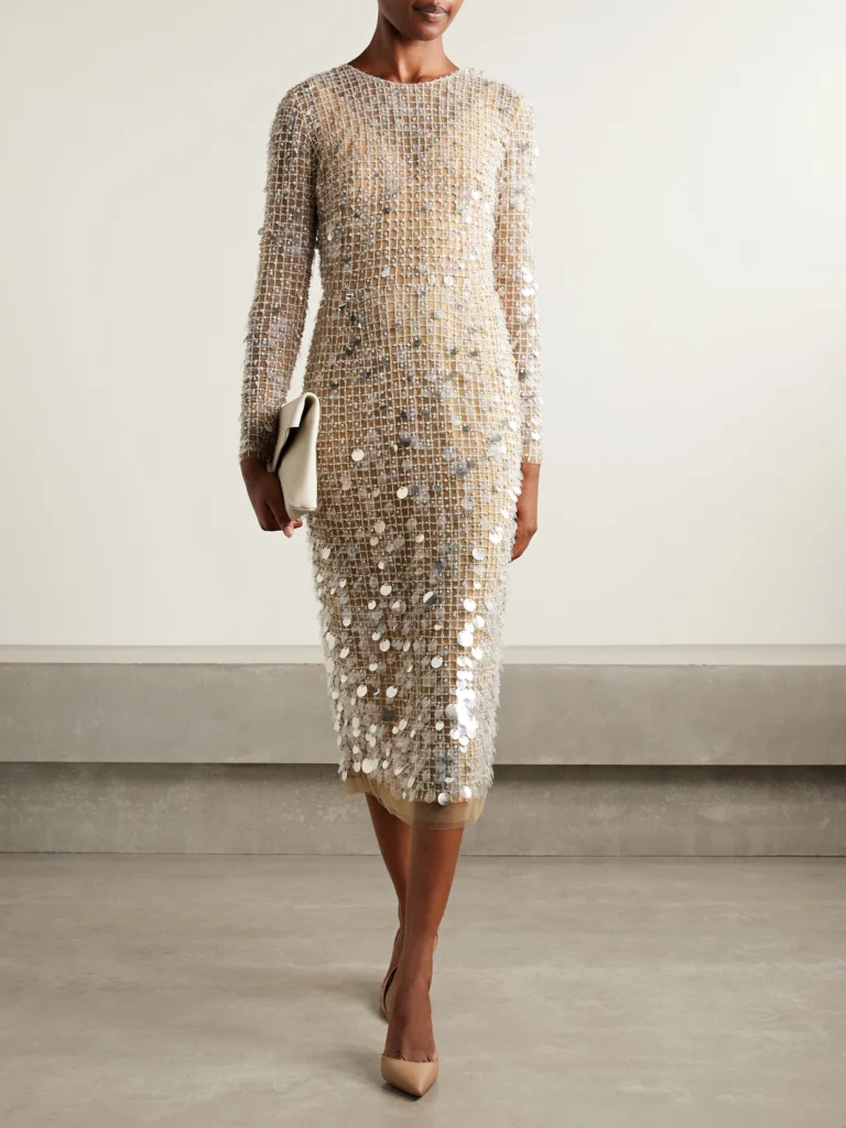 Carolina Herrera Embellished Tulle Midi Dress