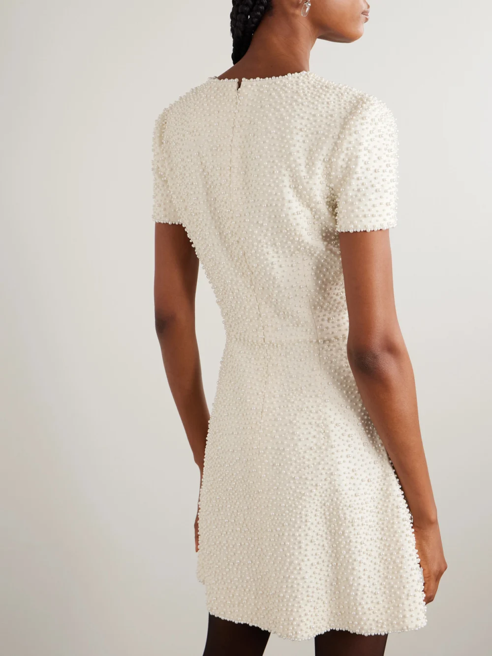 Back view of the Carolina Herrera Embellished Wool-blend Crepe Mini Dress