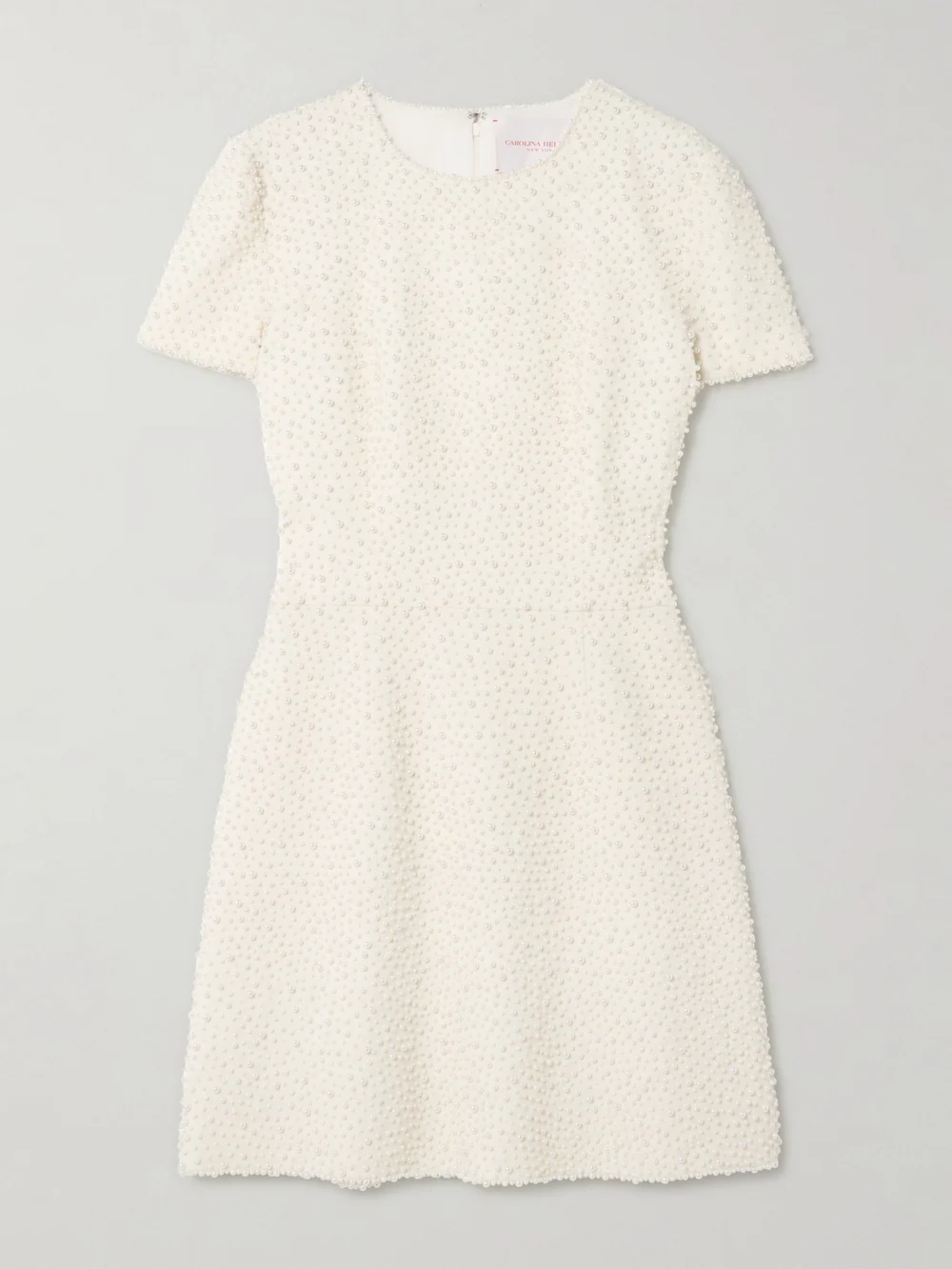 Carolina Herrera Embellished Wool-blend Crepe Mini Dress in white