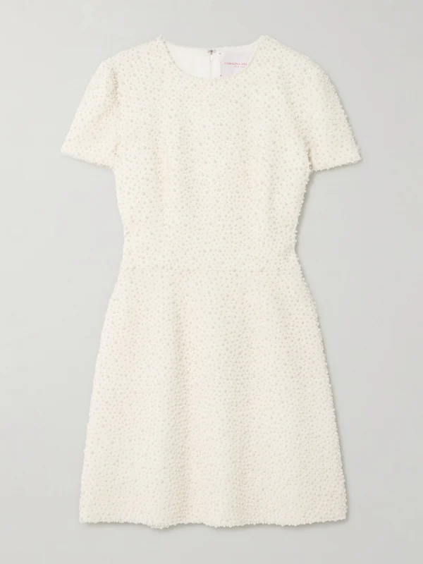 Carolina Herrera Embellished Wool-blend Crepe Mini Dress