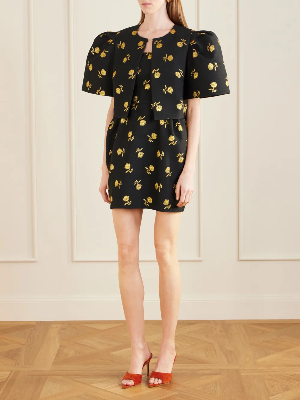 Carolina Herrera Embroidered Jacquard Mini Dress, worn by a model