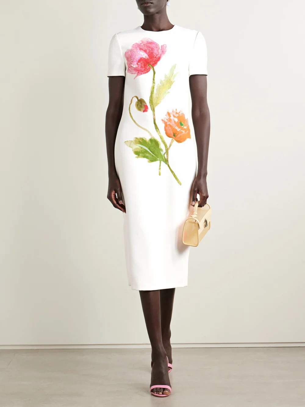 Carolina Herrera Floral-print Crepe Midi Dress, worn by a model