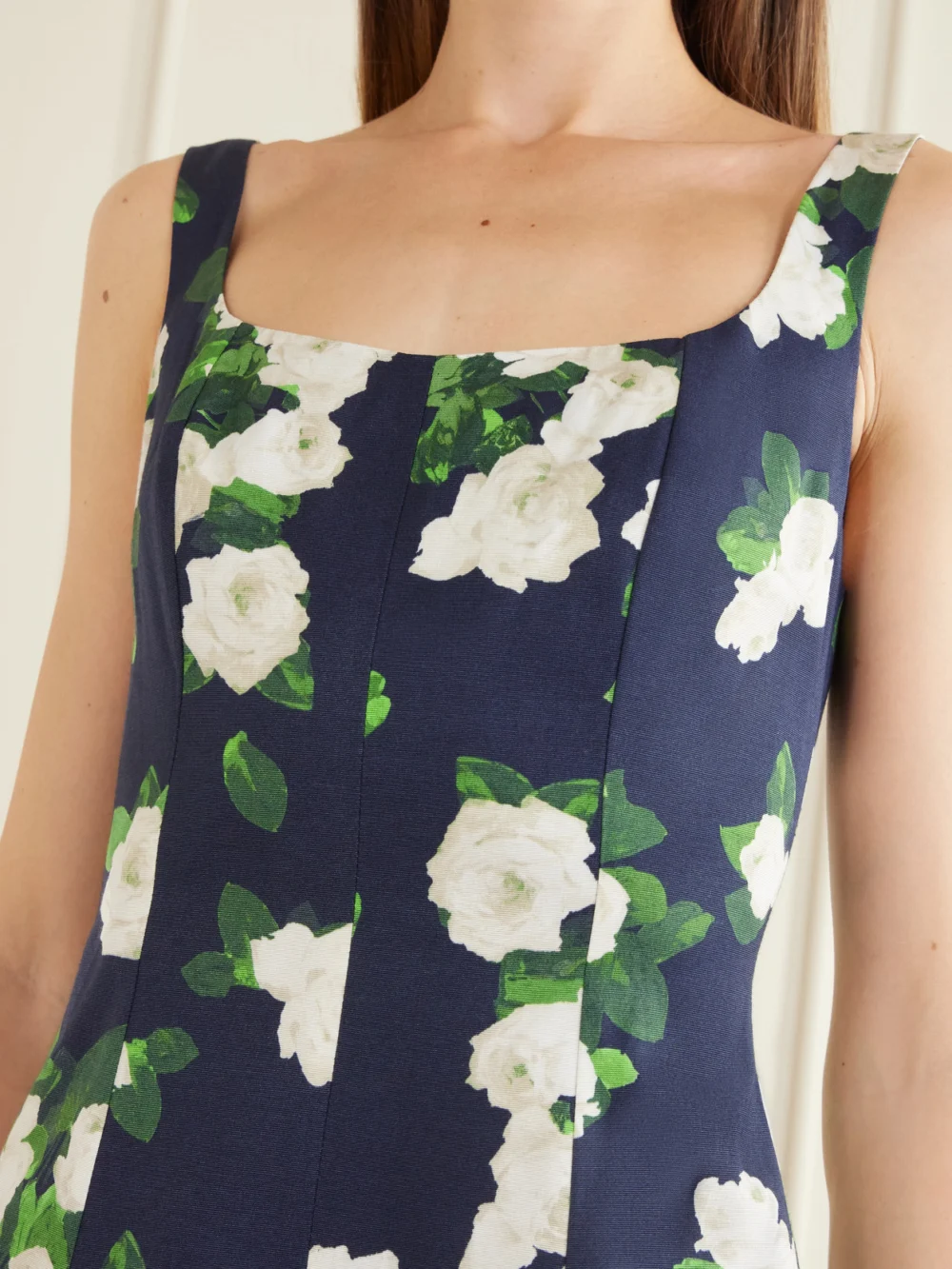 Close-up detail of the Carolina Herrera Floral-print Faille Midi Dress