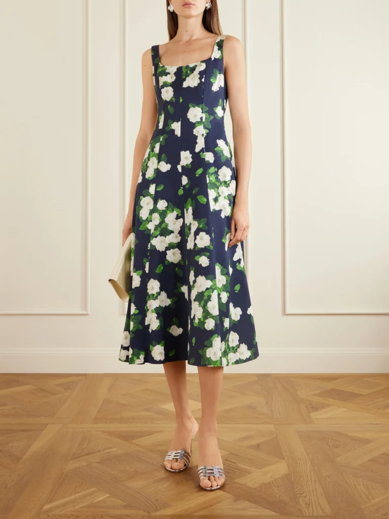 Carolina Herrera Floral-print Faille Midi Dress