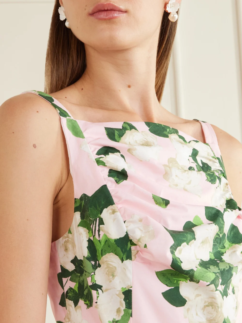Close-up detail of the Carolina Herrera Floral-printed Cotton-blend Midi Dress