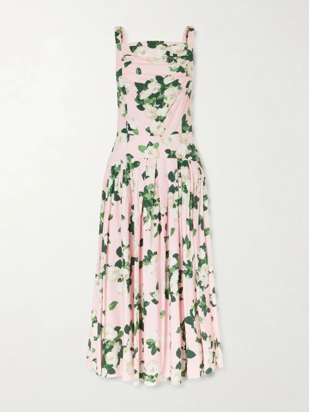 Carolina Herrera Floral-printed Cotton-blend Midi Dress in pink