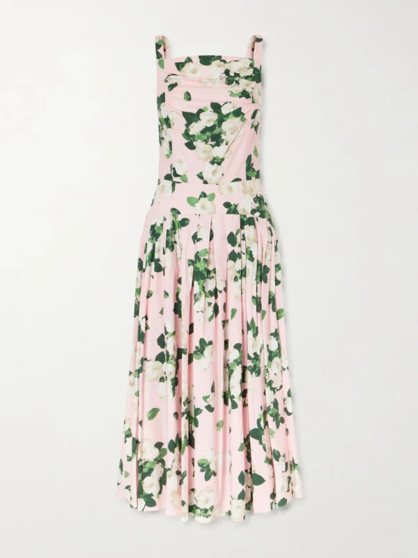Carolina Herrera Floral-printed Cotton-blend Midi Dress