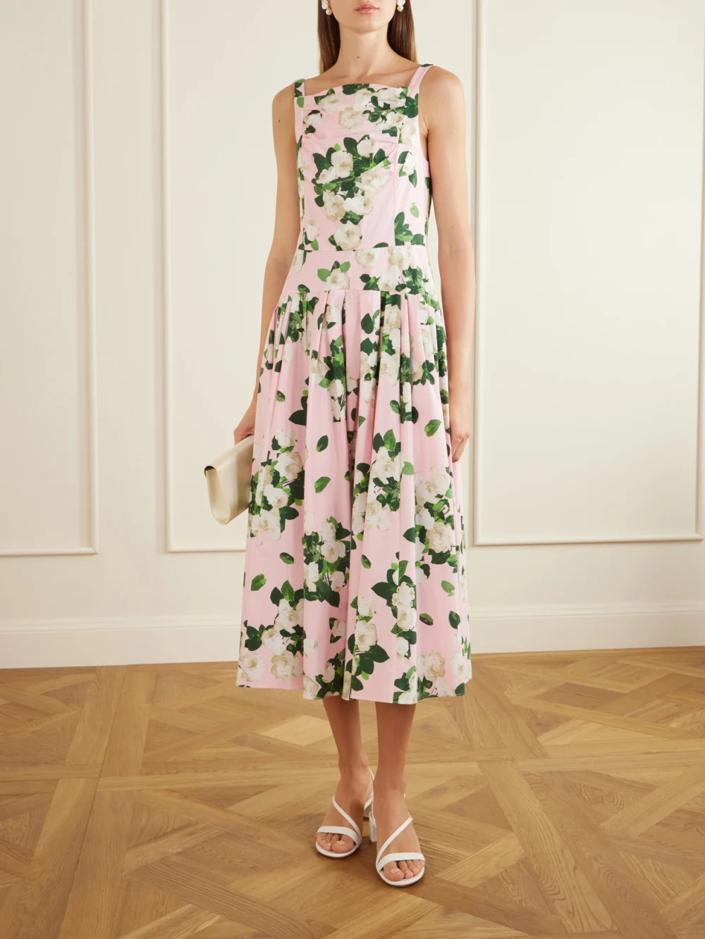 Carolina Herrera Floral-printed Cotton-blend Midi Dress, worn by a model