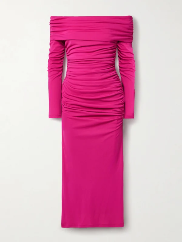 Carolina Herrera Off-the-shoulder Ruched Stretch-jersey Midi Dress