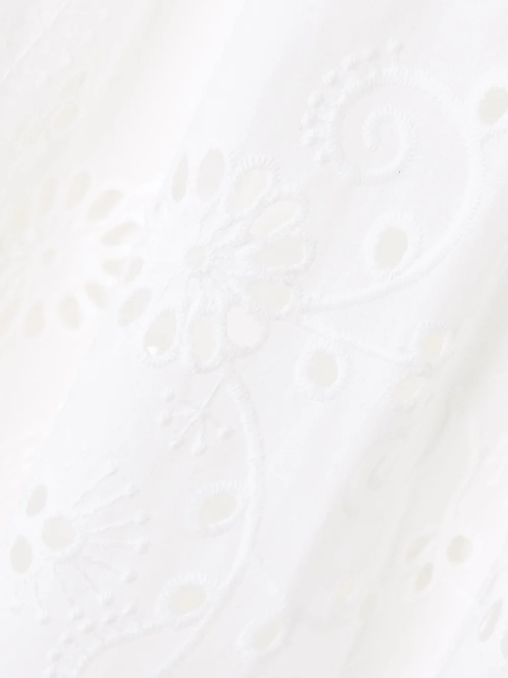 Close-up detail of the Carolina Herrera Pleated Broderie Anglaise Cotton Midi Dress