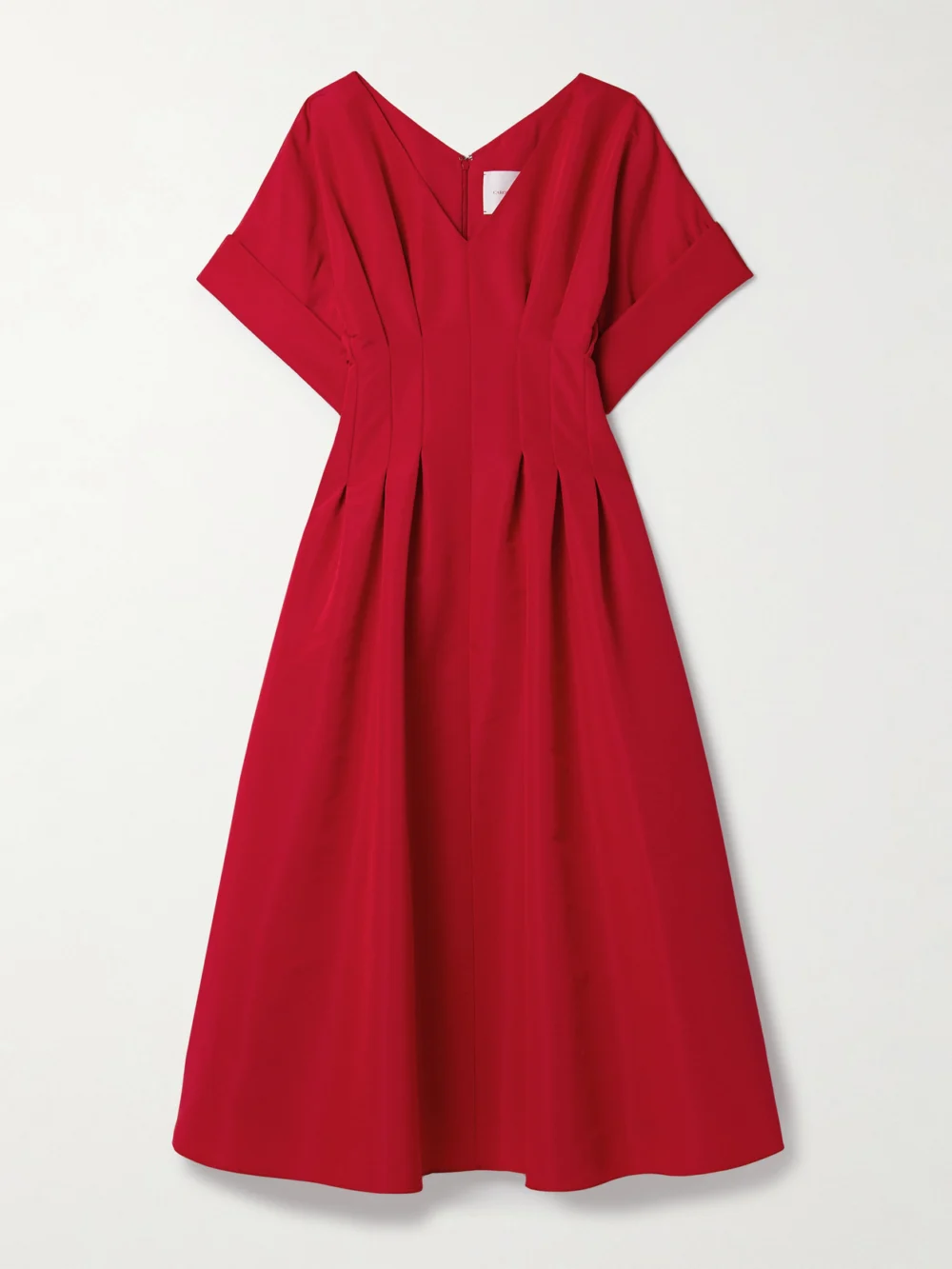 Carolina Herrera Pleated Silk-faille Midi Dress in red