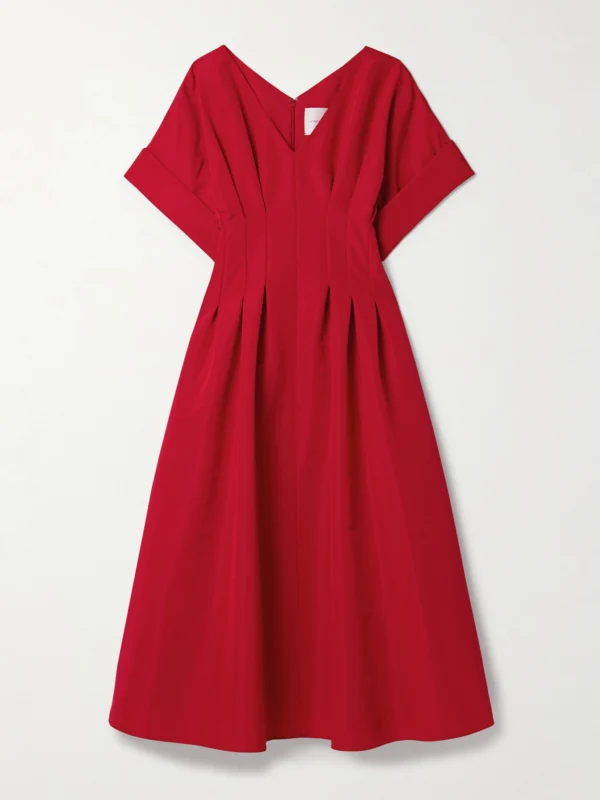 Carolina Herrera Pleated Silk-faille Midi Dress