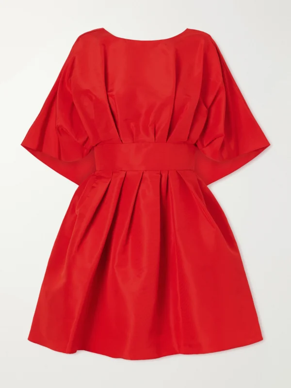 Carolina Herrera Pleated Silk-faille Mini Dress