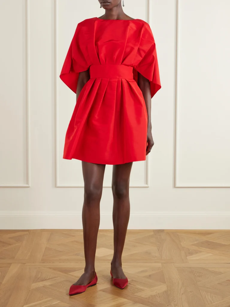 Carolina Herrera Pleated Silk-faille Mini Dress