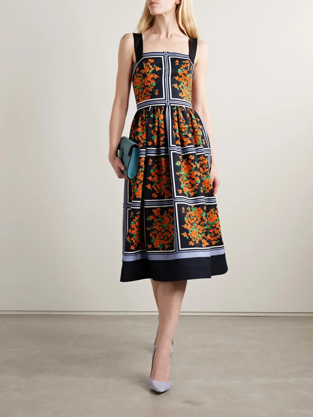 Carolina Herrera Printed Faille Midi Dress, worn by a model