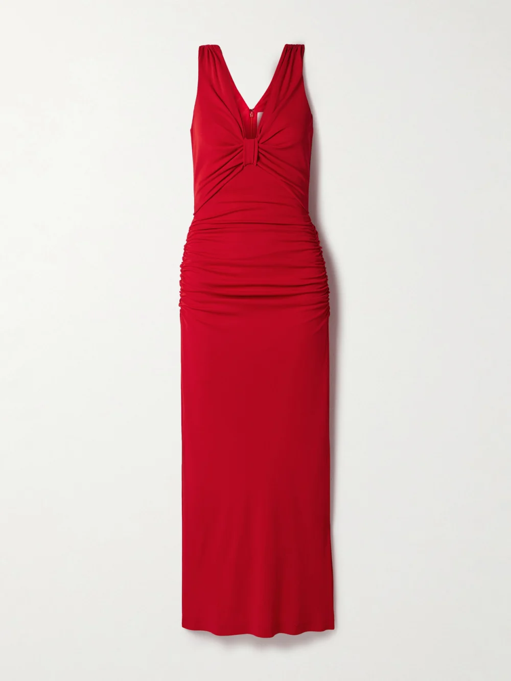 Carolina Herrera Ruched Stretch-jersey Maxi Dress in red