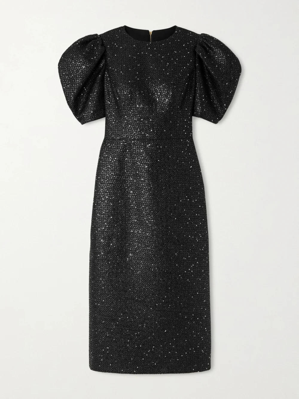 Carolina Herrera Sequin-embellished Metallic Tweed Midi Dress in black