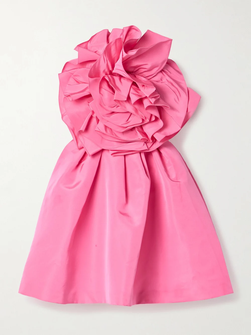 Carolina Herrera Strapless Appliquéd Silk-faille Mini Dress in bright pink