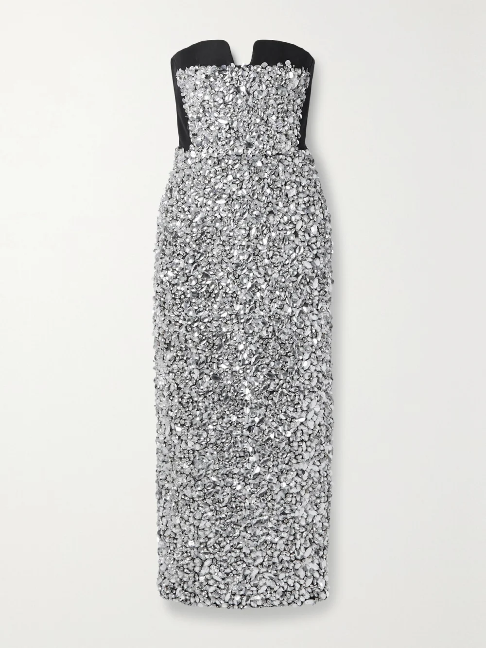 Carolina Herrera Strapless Embellished Faille Midi Dress in black