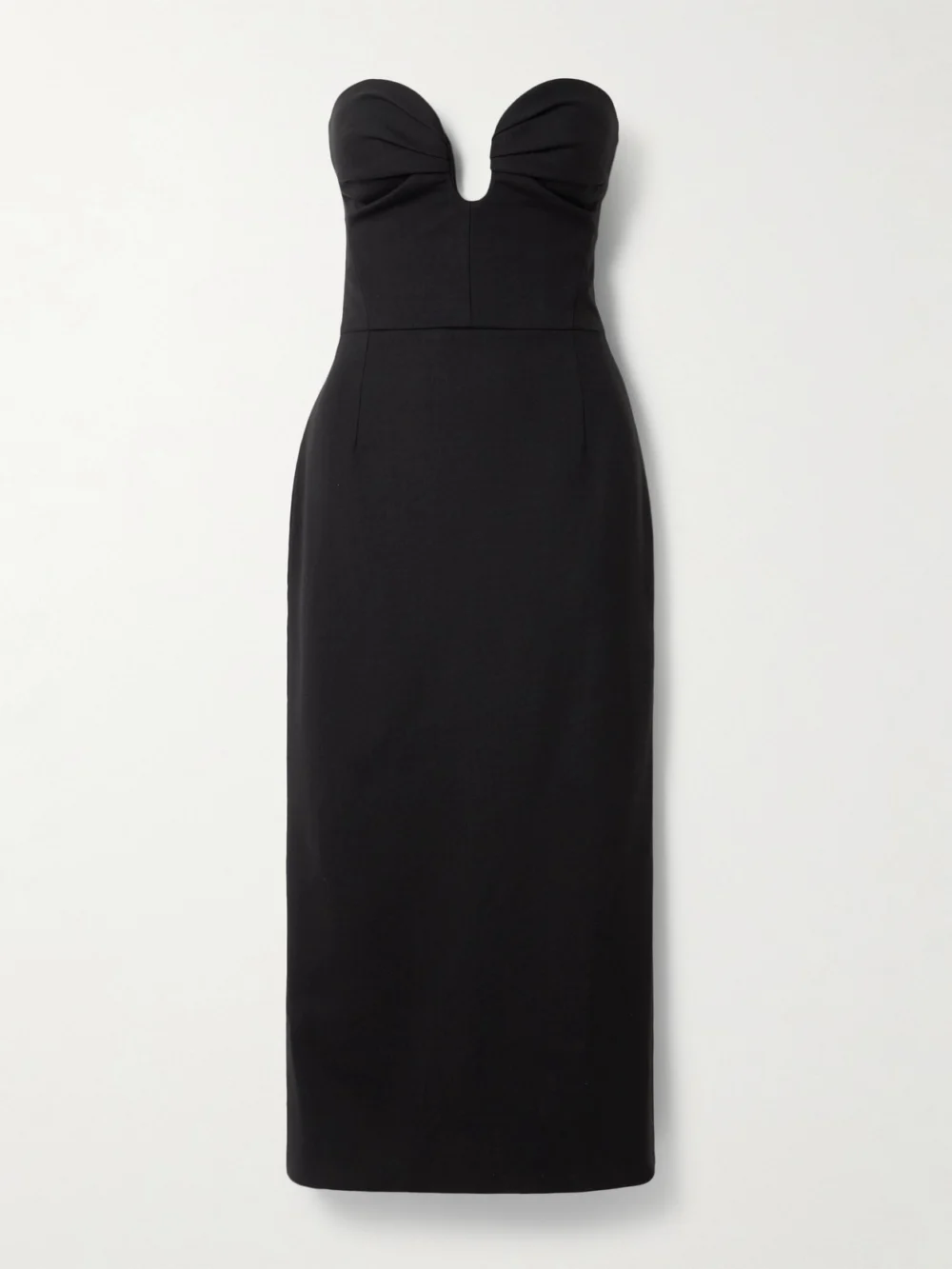 Carolina Herrera Strapless Ruched Wool-blend Midi Dress in black