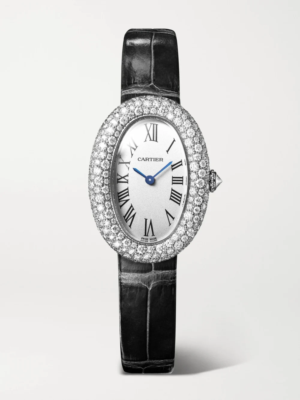 Cartier Baignoire 36mm Medium 18-karat White Gold, Alligator and Diamond Watch