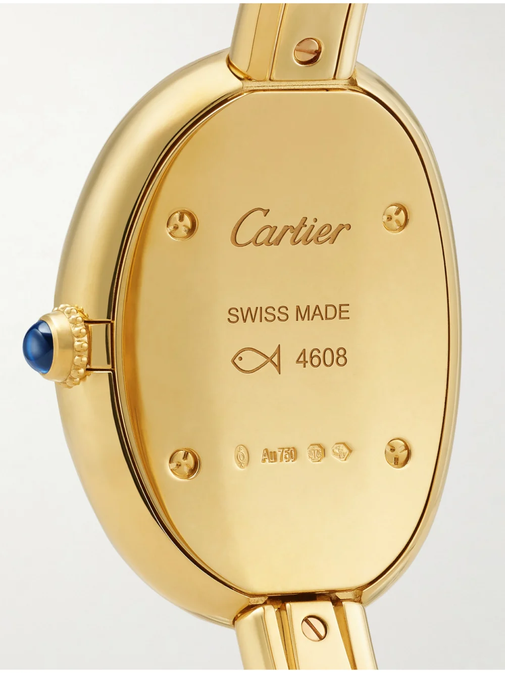 Back view of the Cartier Baignoire Mini 18-karat Gold Watch, Ref. Crwgba0024