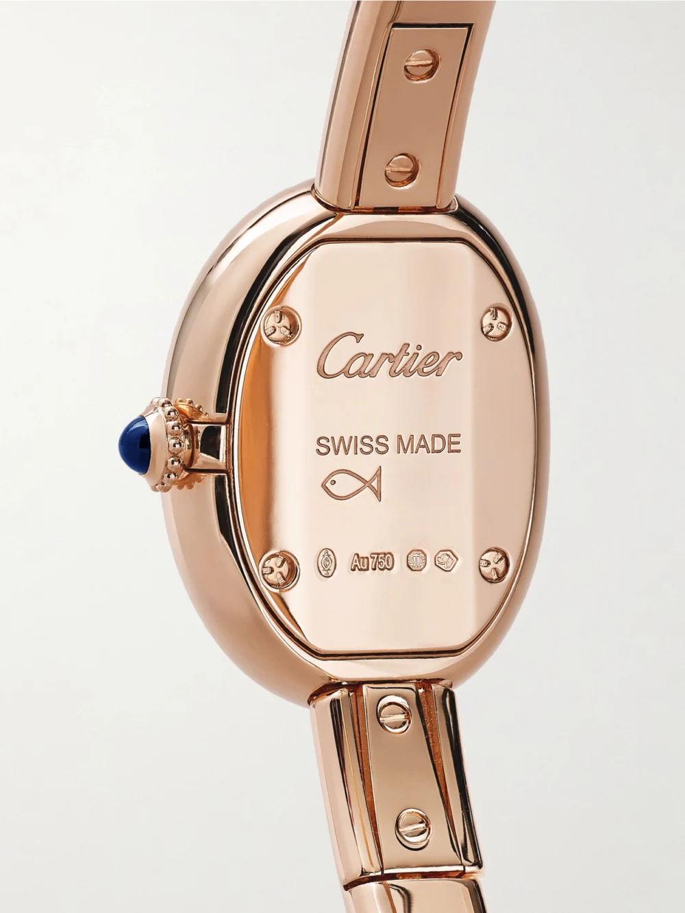Back view of the Cartier Baignoire Mini 18-karat Rose Gold Watch