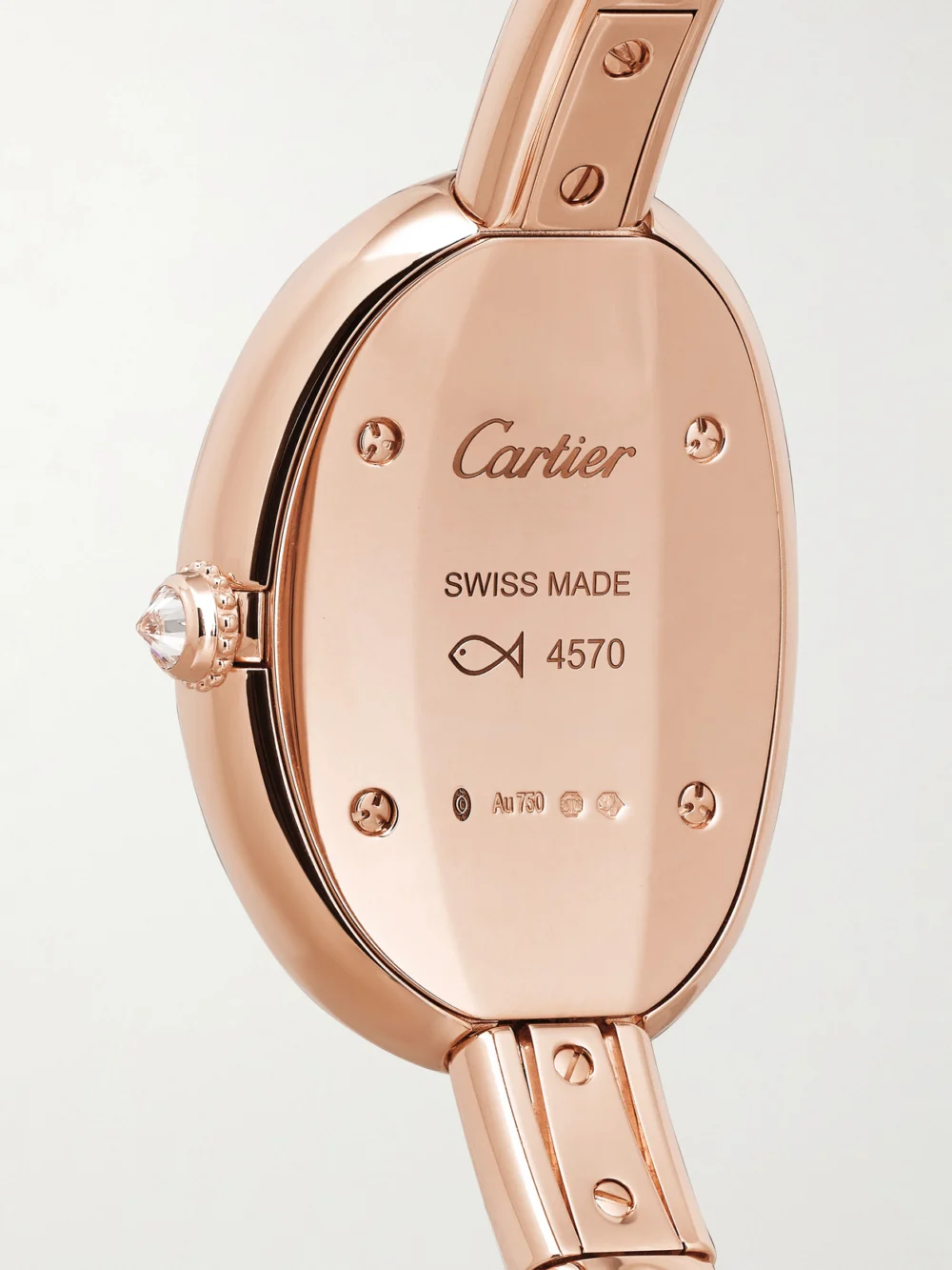 Back view of the Cartier Baignoire Mini 18-karat Rose Gold Watch (size 16)