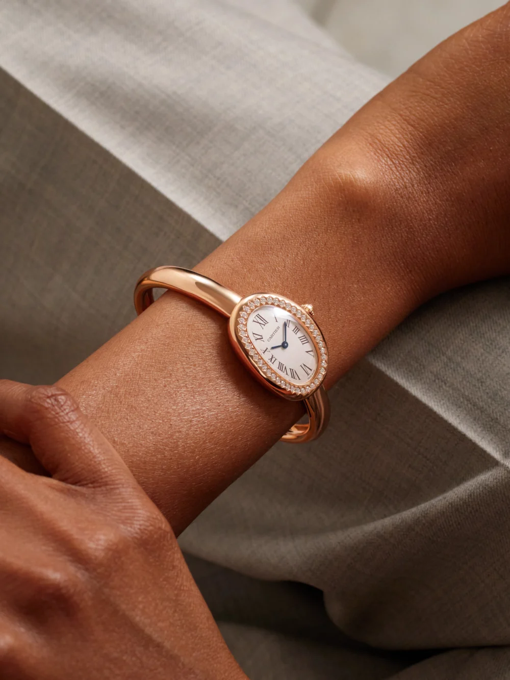 Cartier Baignoire Mini 18-karat Rose Gold Watch (size 16), styled view