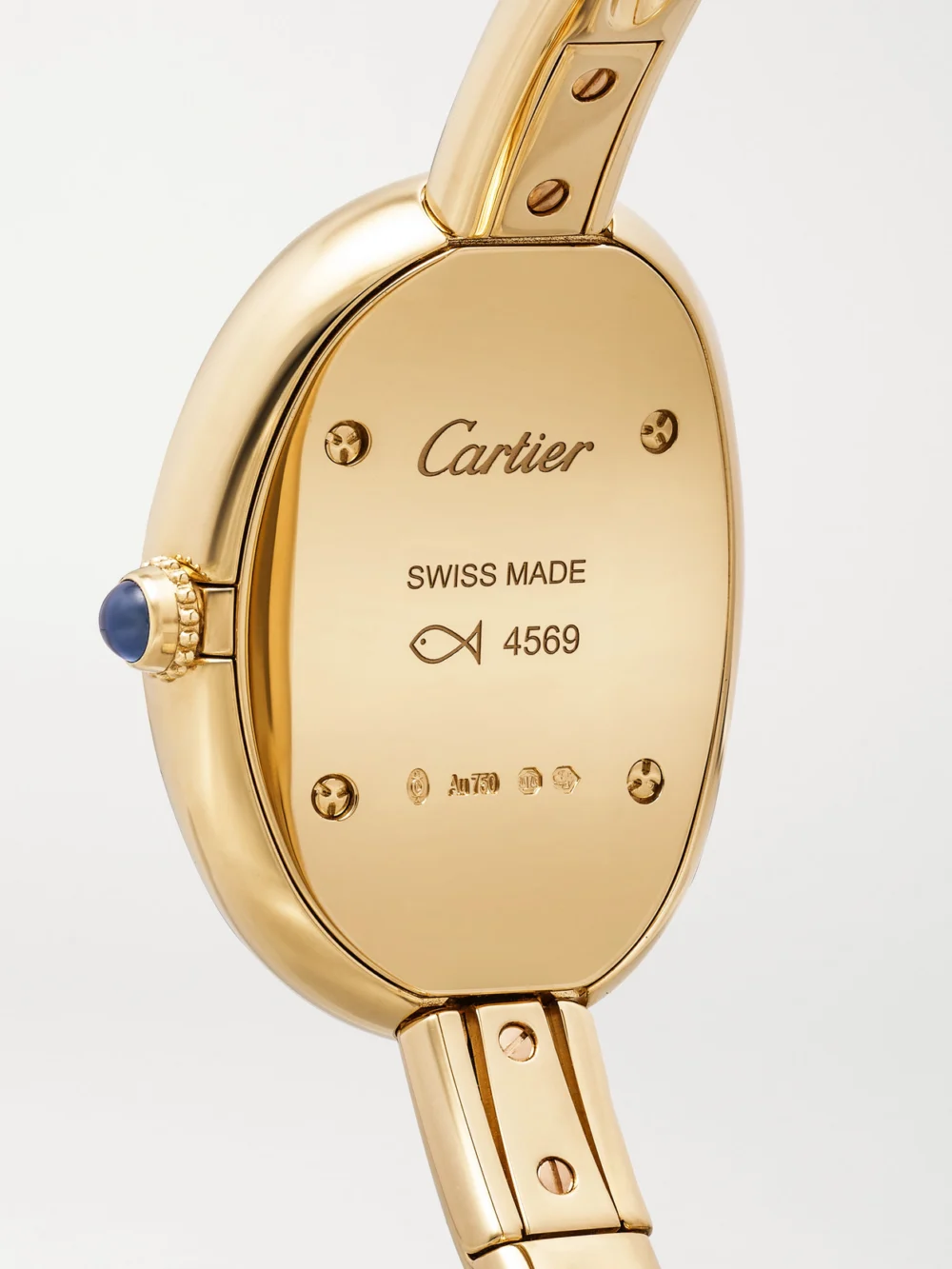 Back view of the Cartier Baignoire Small 18-karat Gold Watch (size 16)