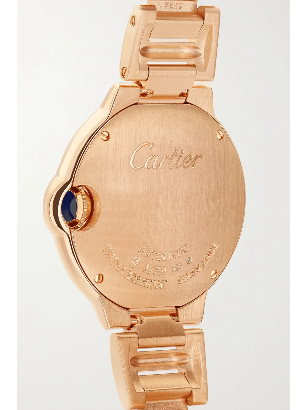 Back view of the Cartier Ballon Bleu De Cartier 18-karat Pink Gold Diamond Watch