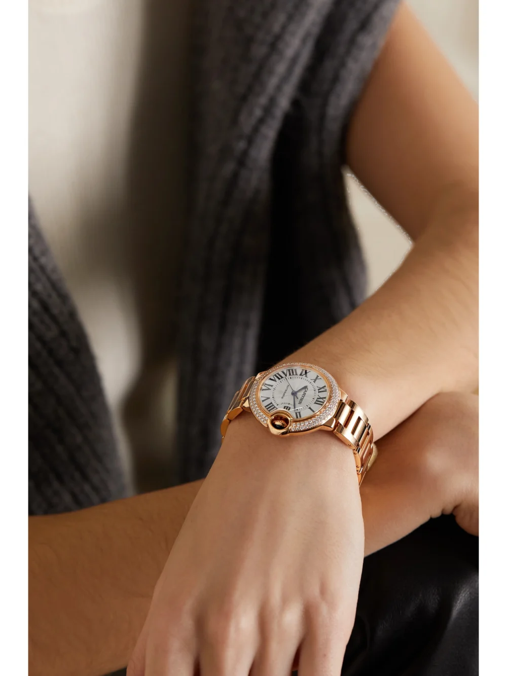 Cartier Ballon Bleu De Cartier 18-karat Pink Gold Diamond Watch, styled view