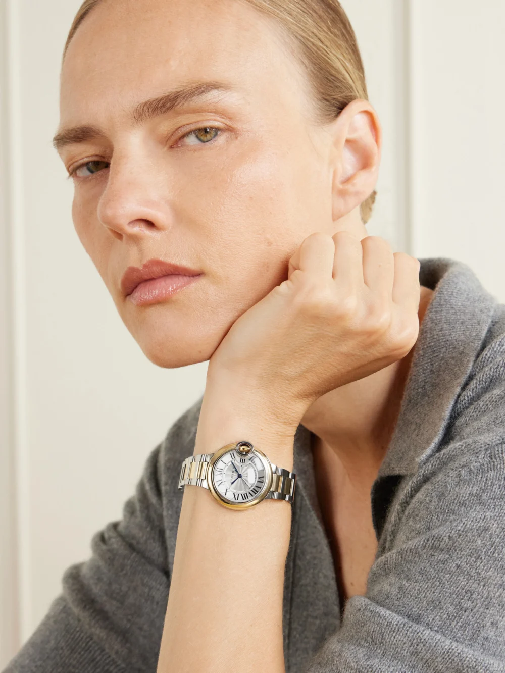 Cartier Ballon Bleu De Cartier Automatic 18-karat Gold and Stainless Steel Watch, Ref. Crw2bb0037, styled view