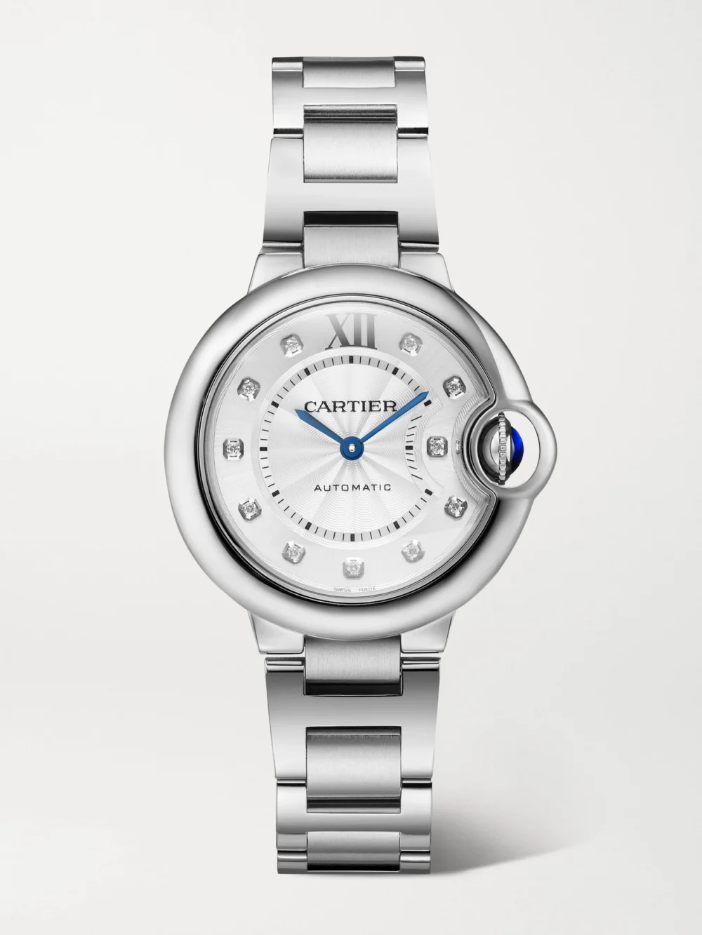 Cartier Ballon Bleu De Cartier Automatic Stainless Steel Diamond Watch in gray