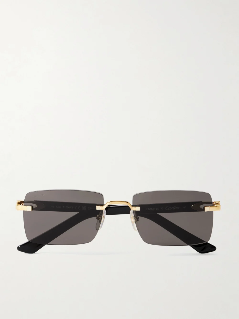 Cartier Eyewear C Décor Rimless Rectangle-frame Gold-tone and Acetate Sunglasses