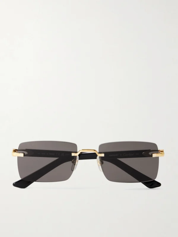 Cartier Eyewear C Décor Rimless Rectangle-frame Gold-tone and Acetate Sunglasses