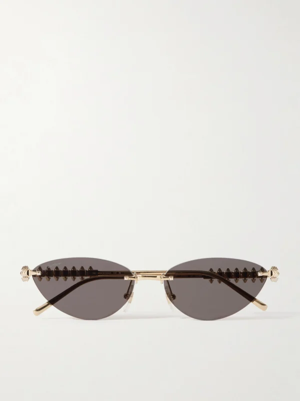 Cartier Eyewear Clash De Cartier Rimless Cat-eye Gold-tone Sunglasses