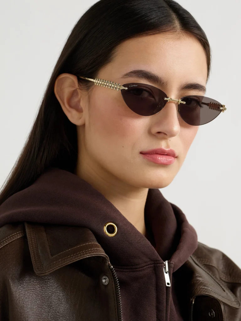 Cartier Eyewear Clash De Cartier Rimless Cat-eye Gold-tone Sunglasses