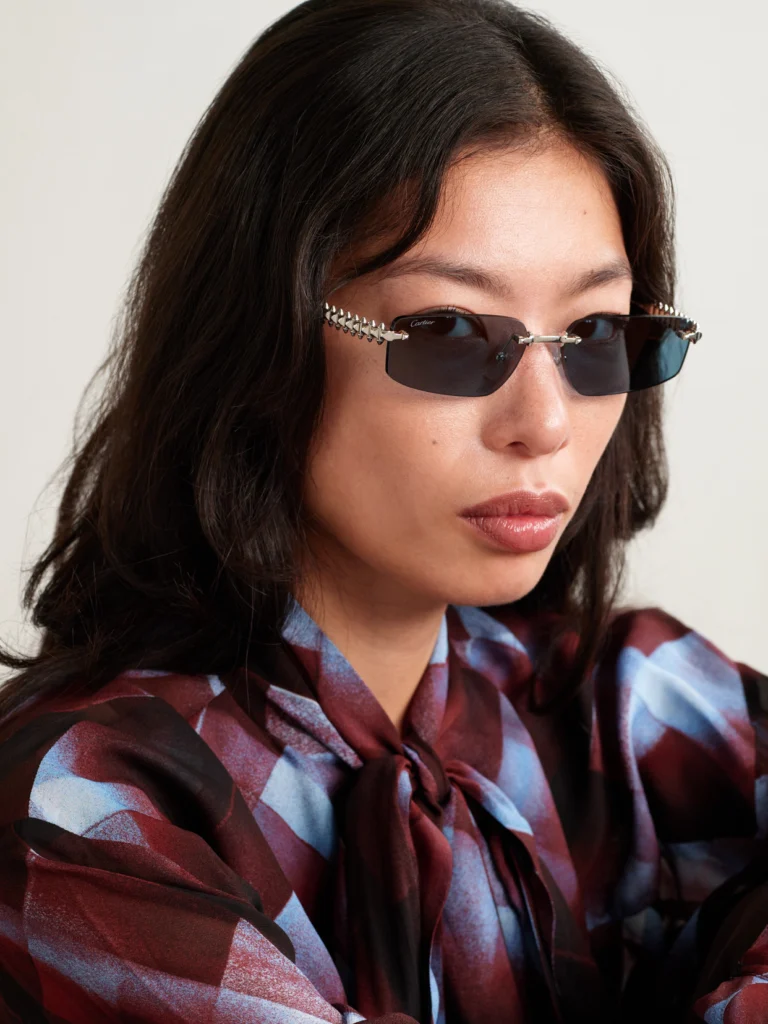 Cartier Eyewear Clash De Cartier Rimless Rectangle-frame Silver-tone Sunglasses