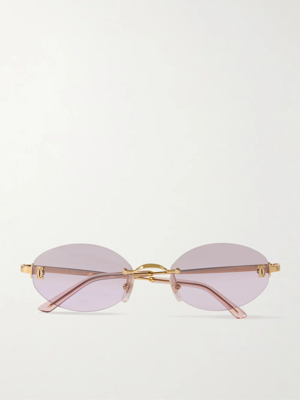 Cartier Eyewear Double C Rimless Oval-frame Gold-tone Sunglasses