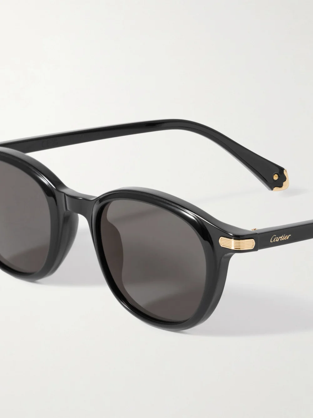 Close-up detail of the Cartier Eyewear Godron De Cartier D-frame Acetate Sunglasses