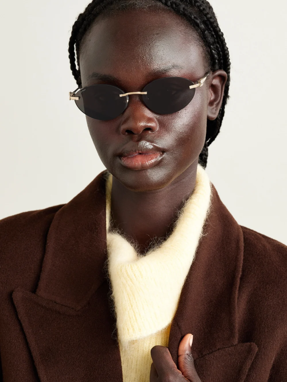 Cartier Eyewear Panthère Cat-eye Gold-tone Sunglasses, styled view