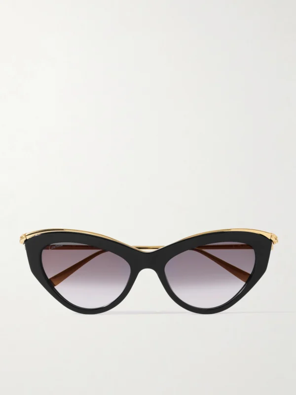 Cartier Eyewear Panthère Classic Cat-eye Acetate and Gold-tone Sunglasses