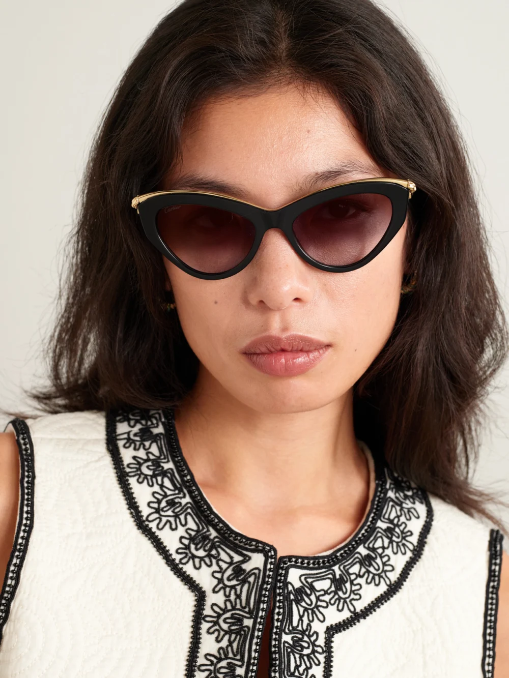 Cartier Eyewear Panthère Classic Cat-eye Acetate and Gold-tone Sunglasses, styled view