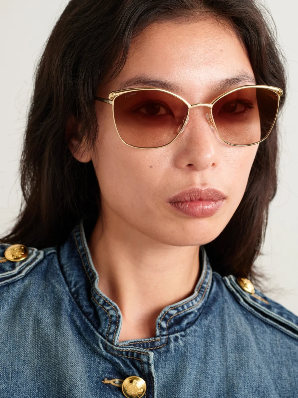Cartier Eyewear Panthère Classic Cat-eye Gold-tone Sunglasses, styled view